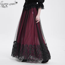 Load image into Gallery viewer, ESKT05602 red Gothic floral embroidered skirt
