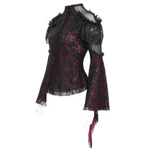 Load image into Gallery viewer, TT27902 Dark Red Gothic Double Lace Mesh Women T-Shirt
