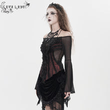 Load image into Gallery viewer, ETT04502 Red 3D Floral Knit Gothic T-Shirt

