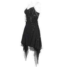 Load image into Gallery viewer, SKT201 Distressed knitted rhombus mesh heart-shaped suspender dress
