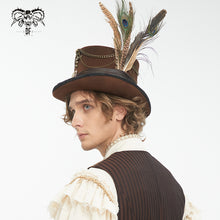 Load image into Gallery viewer, AS188 Steampunk brown top hat
