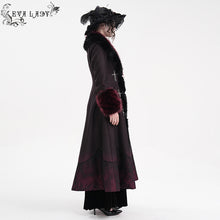 Load image into Gallery viewer, ECT016 thick warm gothic fur Black and red gradient nylon wool long coat
