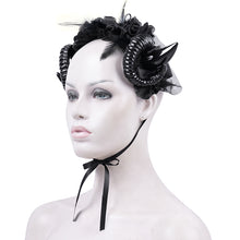 Load image into Gallery viewer, AS190 Black devil horn women cosplay hairpin headband

