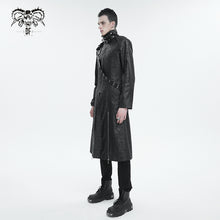 Load image into Gallery viewer, CT209 Cracked Faux Leather Men&#39;s Long Coat With Hanging Rivets studded bullet belt
