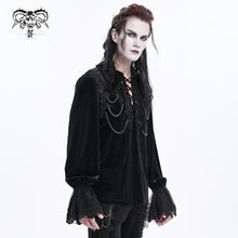 Load image into Gallery viewer, SHT12601  black glimmer Long-sleeved velvet shirts
