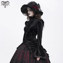 Load image into Gallery viewer, SHT14101 Black Women Glossy Velvet Swallowtail Shirts
