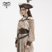 Load image into Gallery viewer, TT27702 Steampunk Halter neck off shoulder long sleeve loose T-shirt
