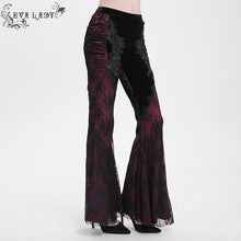 Load image into Gallery viewer, EPT01902 Black and Red Gothic velvet and lace flared trousers

