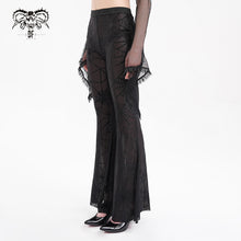 Load image into Gallery viewer, PT253 black women flocked spider web mesh flared trousers
