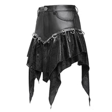 Load image into Gallery viewer, SKT217 Punk non-stretchy faux leather ruffled skirt
