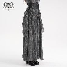 Load image into Gallery viewer, SKT20701 Grey pirate style High waist two-tone chiffon punk skirt
