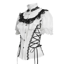 Load image into Gallery viewer, SHT15102 Lolita Shimmer Chiffon Pleated Short-Sleeve Blouse

