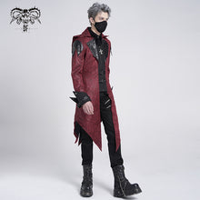 Load image into Gallery viewer, CT06902 punk handsome movie cool actor red hooded leather long coats
