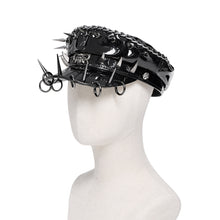 Load image into Gallery viewer, AS293 Punk-Style Spiked Patent Leather Military Cap

