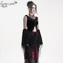 Load image into Gallery viewer, ETT039 Gothic Women Velvet and Burnt-out Mesh Long Sleeve T-Shirt
