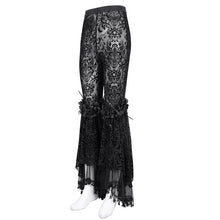 Load image into Gallery viewer, PT256 Flocked flower mesh high waist women&#39;s pants
