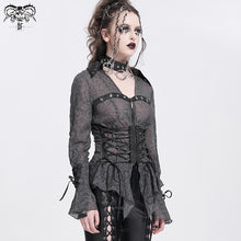 Load image into Gallery viewer, SHT131 Punk Transparent Chiffon Long Sleeve Shirts
