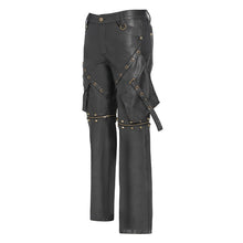 Load image into Gallery viewer, PT301 Punk-style Straight-Leg Faux Leather Trousers (Convertible into Shorts)
