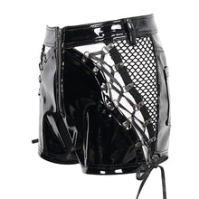 Load image into Gallery viewer, PT207 glazed Leather Stitching Diamond Mesh Strap shorts
