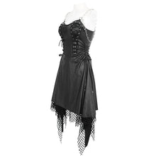 Load image into Gallery viewer, SKT192 Punk slightly shiny leather heart-shaped chain suspender dress
