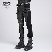 Load image into Gallery viewer, PT270 Punk Twill and Faux Leather spliced Trousers
