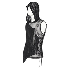 Load image into Gallery viewer, TT316 Branch-Patterned Stretch Knit Hoodie-Style Layered-Look Punk T-Shirt

