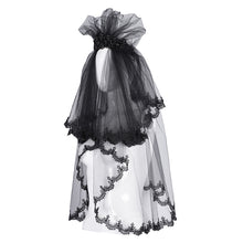 Load image into Gallery viewer, AS192 Gothic wedding lace women black Skull Crown Veil
