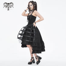 Load image into Gallery viewer, SKT202 Black leather punk short bustle
