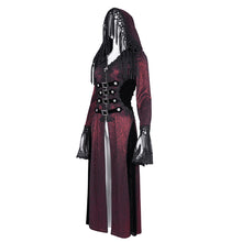 Load image into Gallery viewer, CT24702 Red Women Gothic long hooded long sleeve lace coat
