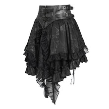 Load image into Gallery viewer, SKT250 Punk-Style Two-Tone Woven and Organza Paneled Mini Skirt
