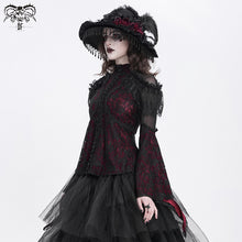 Load image into Gallery viewer, TT27902 Dark Red Gothic Double Lace Mesh Women T-Shirt
