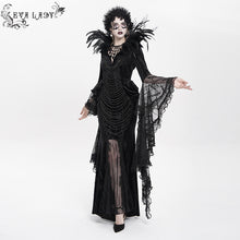 Load image into Gallery viewer, ESKT074 Gothic wedding Custom-made feather branch collar embroidered dress
