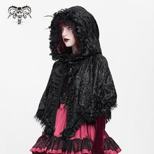 Load image into Gallery viewer, CA051 Gothic embroidered velvet hooded cape

