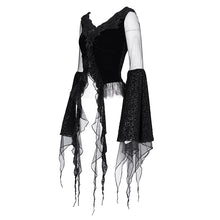 Load image into Gallery viewer, ETT039 Gothic Women Velvet and Burnt-out Mesh Long Sleeve T-Shirt
