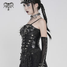 Load image into Gallery viewer, CST00901 Black Punk-Style Glossy Leather Strapless Corset
