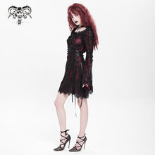 Load image into Gallery viewer, SKT24502 Red floral Lace Long Sleeve Gothic Dress
