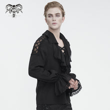 Load image into Gallery viewer, SHT10901 Black Gothic V-neck chiffon shirt for men
