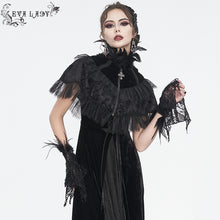 Load image into Gallery viewer, EGE00201 Black gothic Flocked rose mesh feather sleeves
