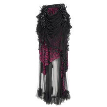 Load image into Gallery viewer, ESKT051 Women Burnt Out Velvet and Diamond Flower Mesh Gothic Skirt
