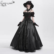 Load image into Gallery viewer, ESKT05701 Black Sequined Lace Mesh Gown Dress
