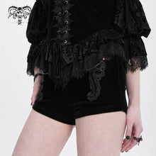 Load image into Gallery viewer, PT169 Gothic Stretch Velvet Women&#39;s High Waist Shorts

