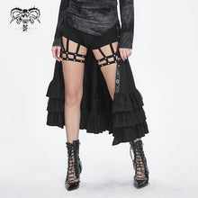 Load image into Gallery viewer, SKT195 Black gauze twill material with ruffles skirt
