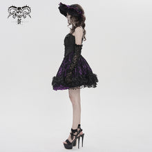 Load image into Gallery viewer, SKT256 Gothic Jacquard and Purple Satin Patchwork Slip Dress
