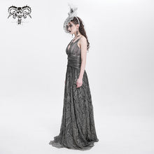 Load image into Gallery viewer, ESKT008 punk wedding branch embroidery smoky pattern sexy women silk chiffon halter dress
