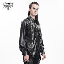 Load image into Gallery viewer, SHT123 Laminated Scratched Punk Swallowtail Shirt
