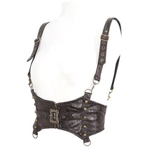 Load image into Gallery viewer, AS175 Punk brown imitation textured leather women corset
