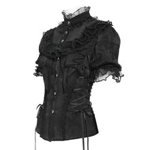 Load image into Gallery viewer, SHT15101 Lolita Shimmer Chiffon Pleated Short-Sleeve Blouse

