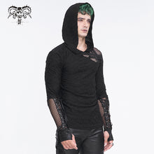 Load image into Gallery viewer, TT251 Punk wild grain knitted hooded men&#39;s T-shirt
