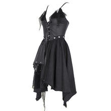 Load image into Gallery viewer, SKT214 Punk faux leather elastic rubberized twill mesh suspender dress
