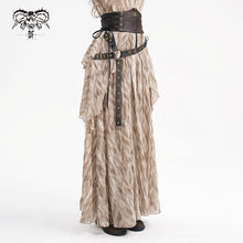 Load image into Gallery viewer, SKT20702 Brown pirate style High waist two-tone chiffon women Steampunk skirt
